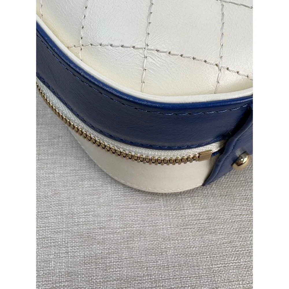 CHANEL Blue and White Lambskin Two Tone Vanity Case Bag SHW